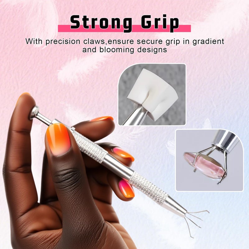 Karroy Soft Sponges for Painting Nail Gel with Grabber, Professional Grabbing Tools for Ombre Gradient Painting Gel Nails Sponges Patting Brush (100PCS Sponges & Grabber) - Image 5